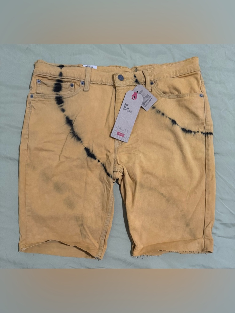 Levis 511 Slim Cut-Off Tie Dye 10-11" Men's Shorts Waist 36" Roquefort Color NWT